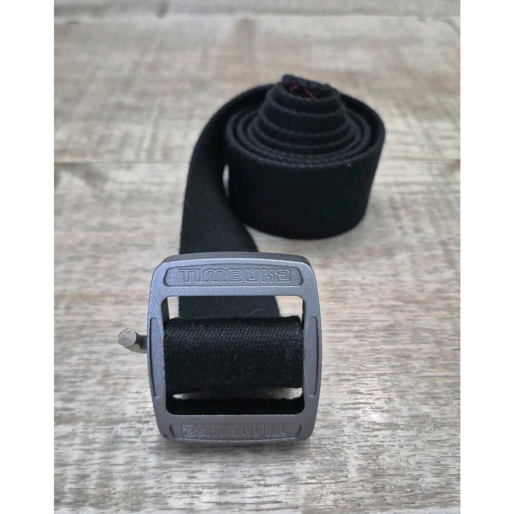 Timbuk2 Belt Canvas Black One Size Adjustable Unisex Metallic Nickel Buckle Logo